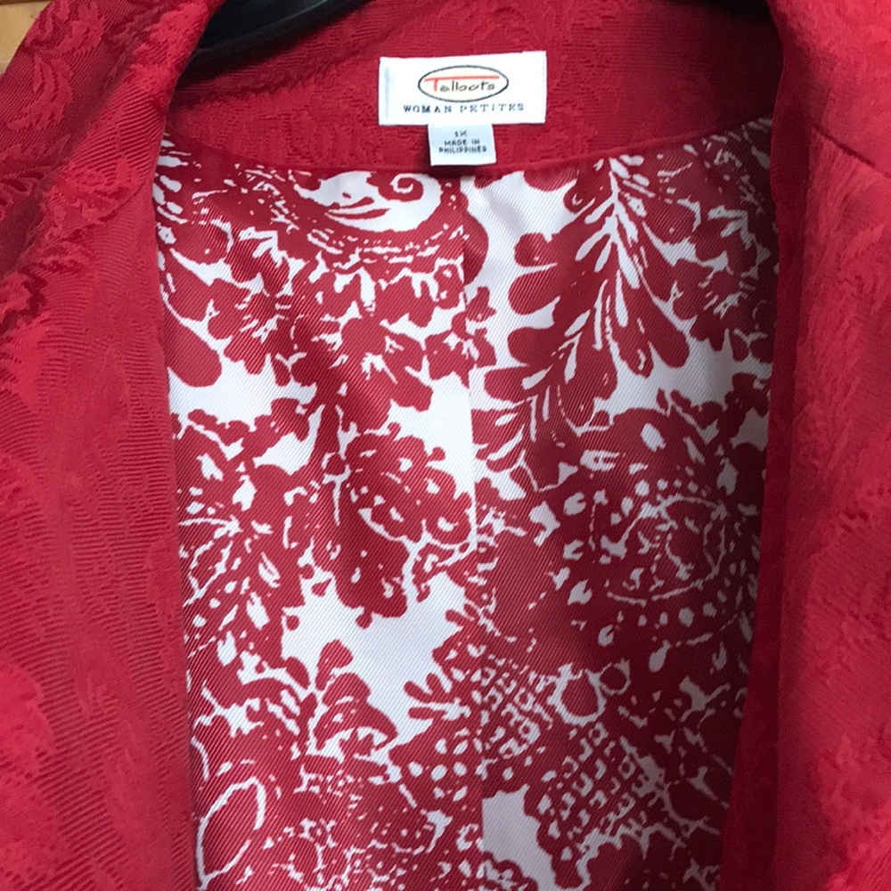Beautiful Talbots red jacquard blazer 1X petite - Picture 6 of 11